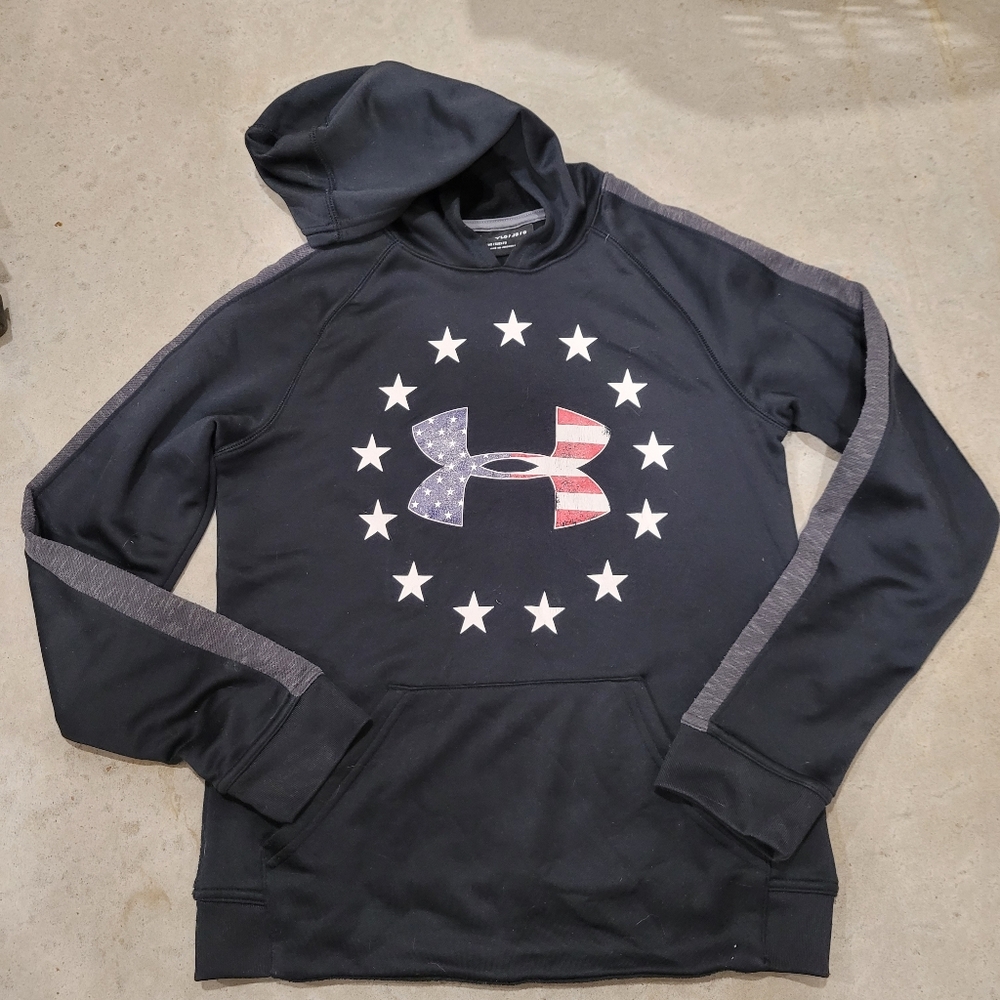 Under Armour Black Hoodie with Stars and Stripes Logo